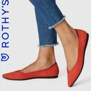 Rare ROTHY'S The Point Retired Red Orange Women's Size 9 Luxury Ballet Flats
